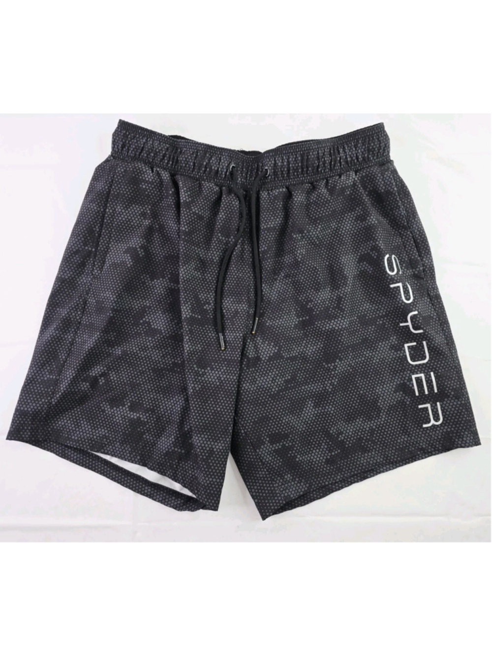 SPYDER Mens Swim Shorts Quick Dry UPF30 Zip Pocket Liner Trunk BLACK 7.5" MEDIUM